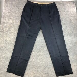 Tommy Bahama Mens 38x34 Black Silk Rayon Blend Pleated Dress Pants